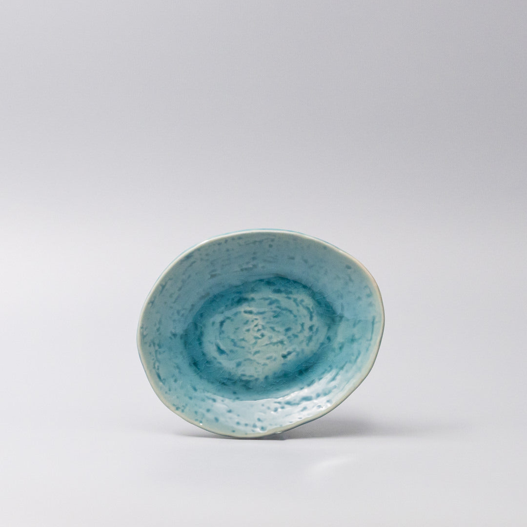 Plate Oval 15cm Crackle Turquoise Glaze V637-C3681