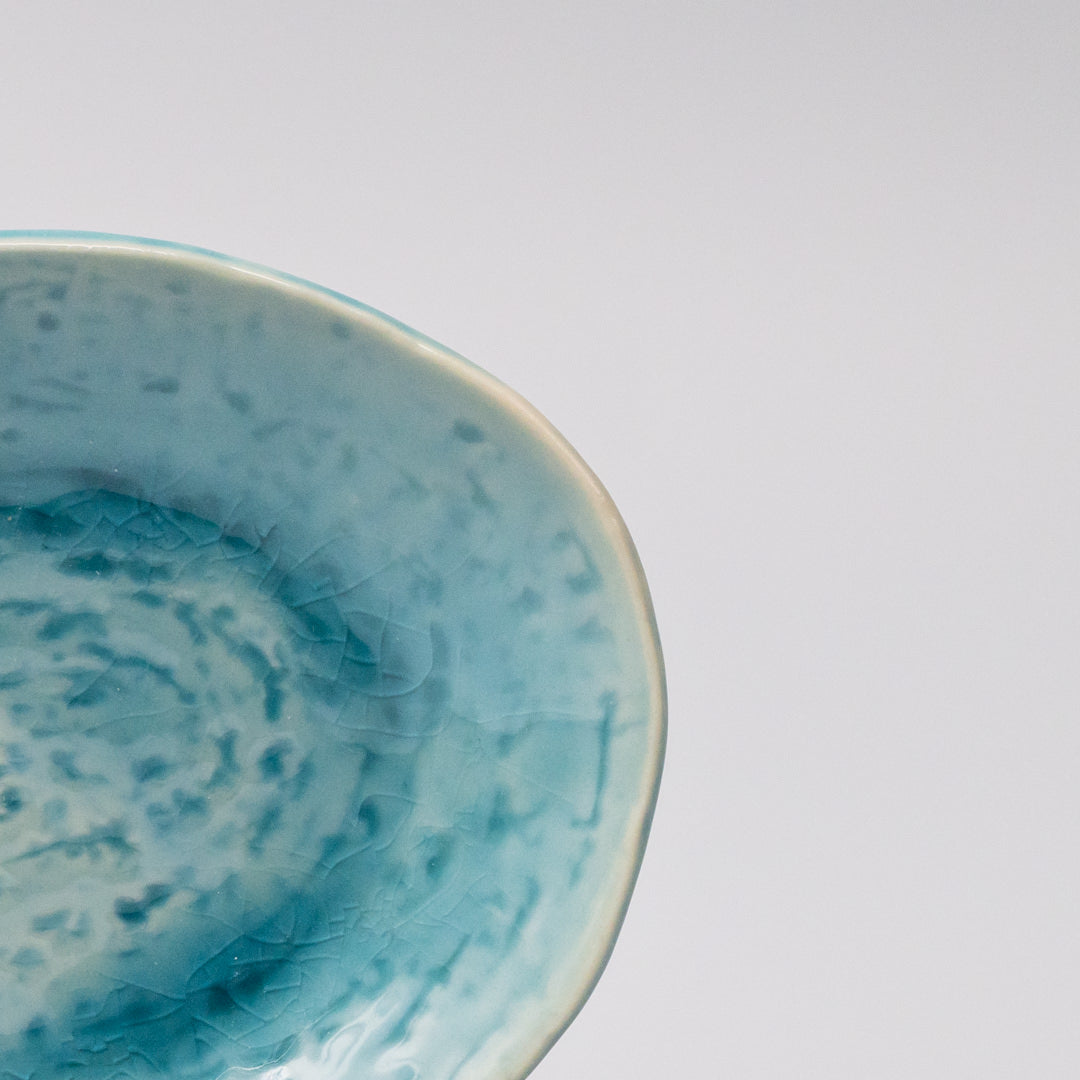 Plate Oval 15cm Crackle Turquoise Glaze V637-C3681