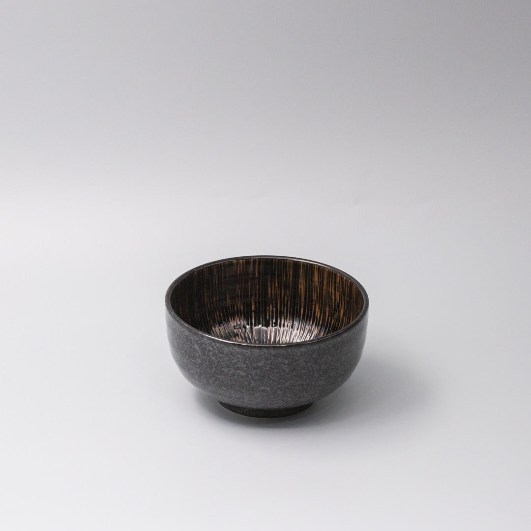 Bowl 16cm Bronze Converging Line Glaze V637-C3709