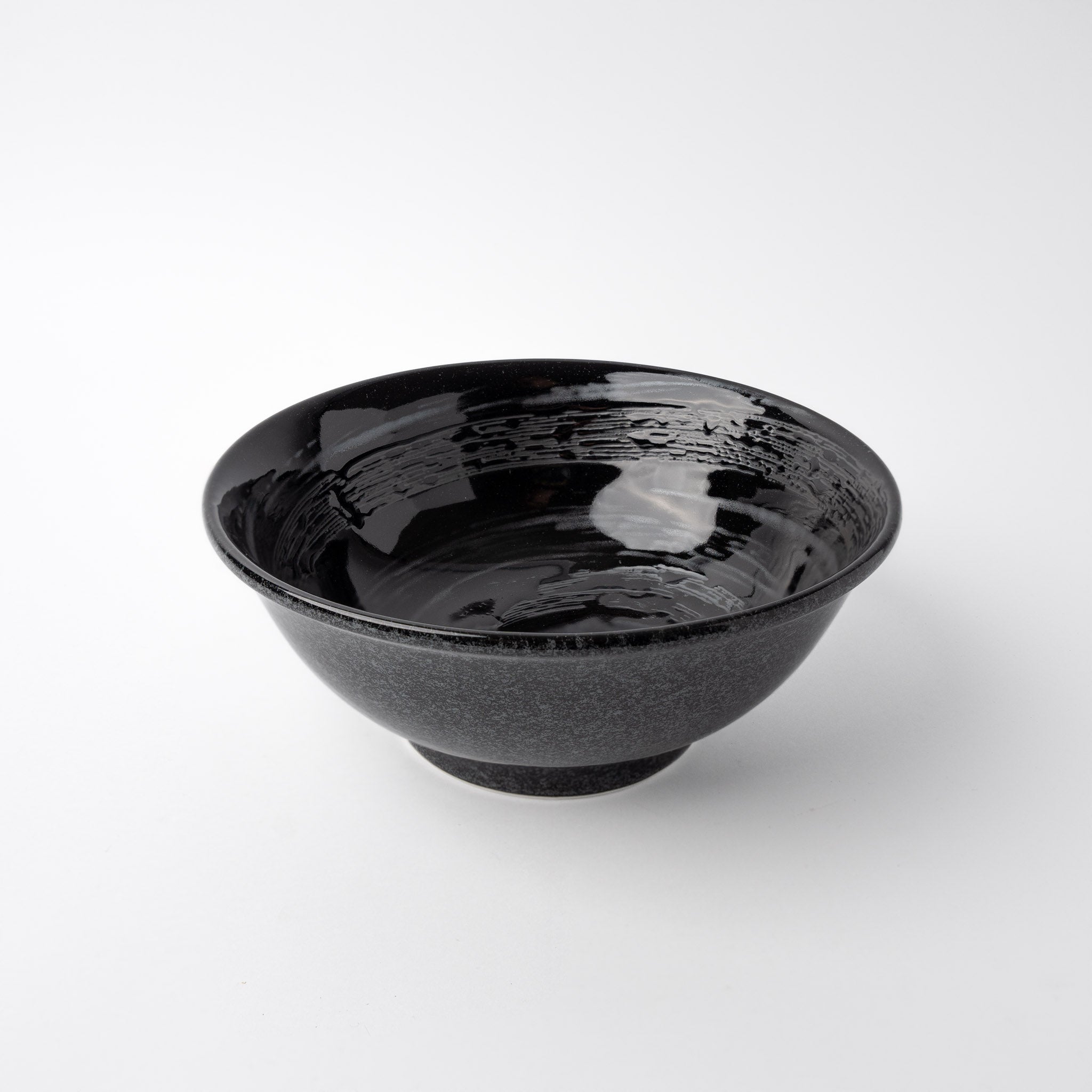 Udon Bowl Fluted 19.5cm Gunmetal Swirl Glaze V637-C3717