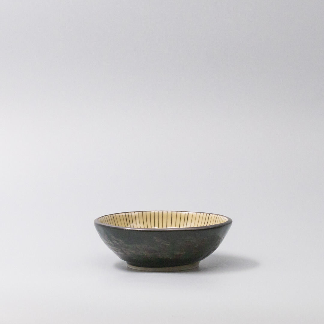 Bowl 13cm Green Converging Line Glaze V637-C3735