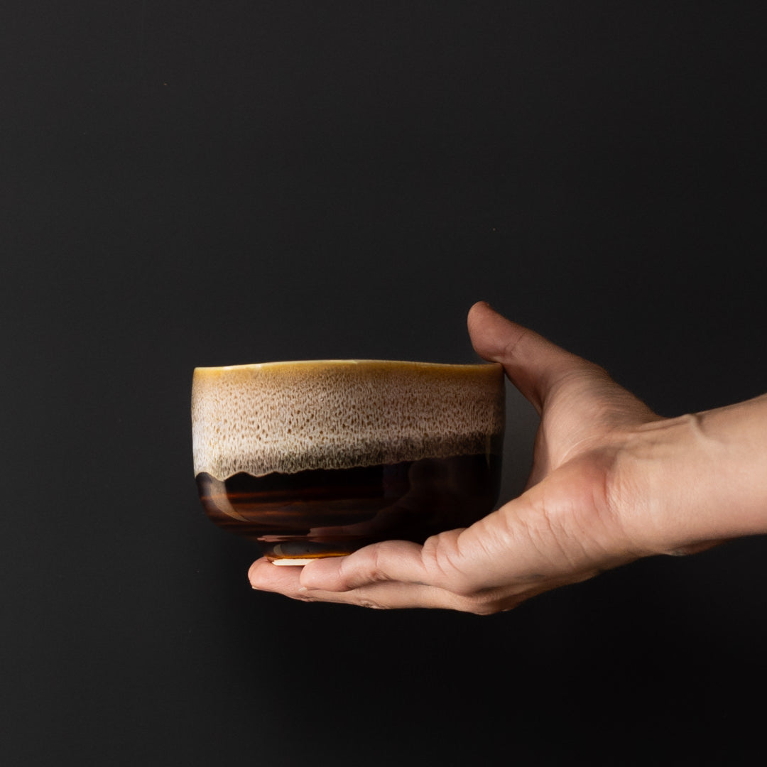 Matcha Tea Bowl 11cm Brown with Milky White V637-C3865