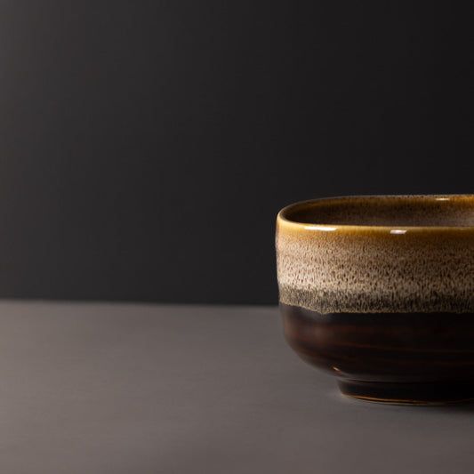 Matcha Tea Bowl 11cm Brown with Milky White V637-C3865