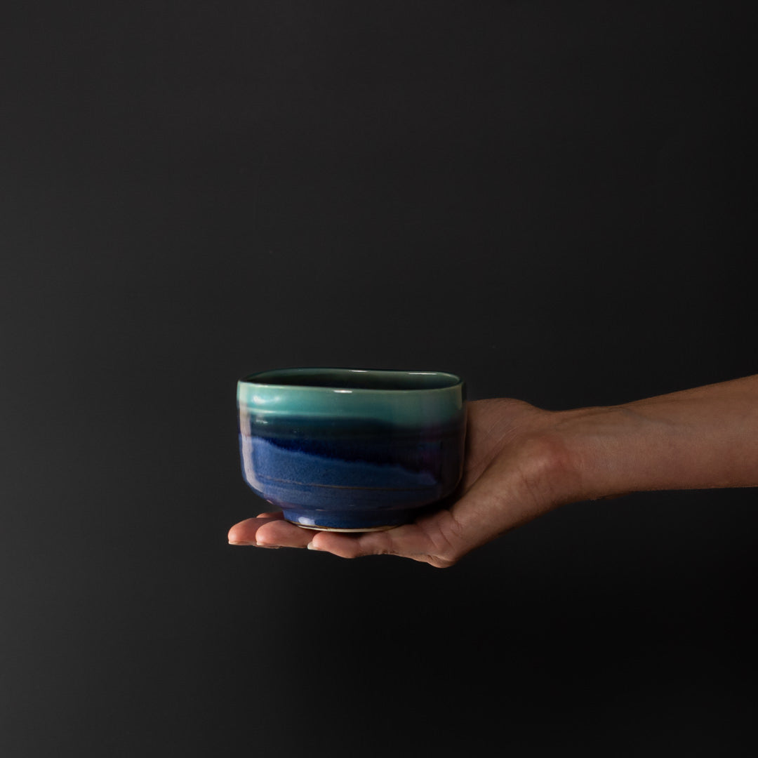 Matcha Tea Bowl 11.5cm Turquoise Drip V637-C3866