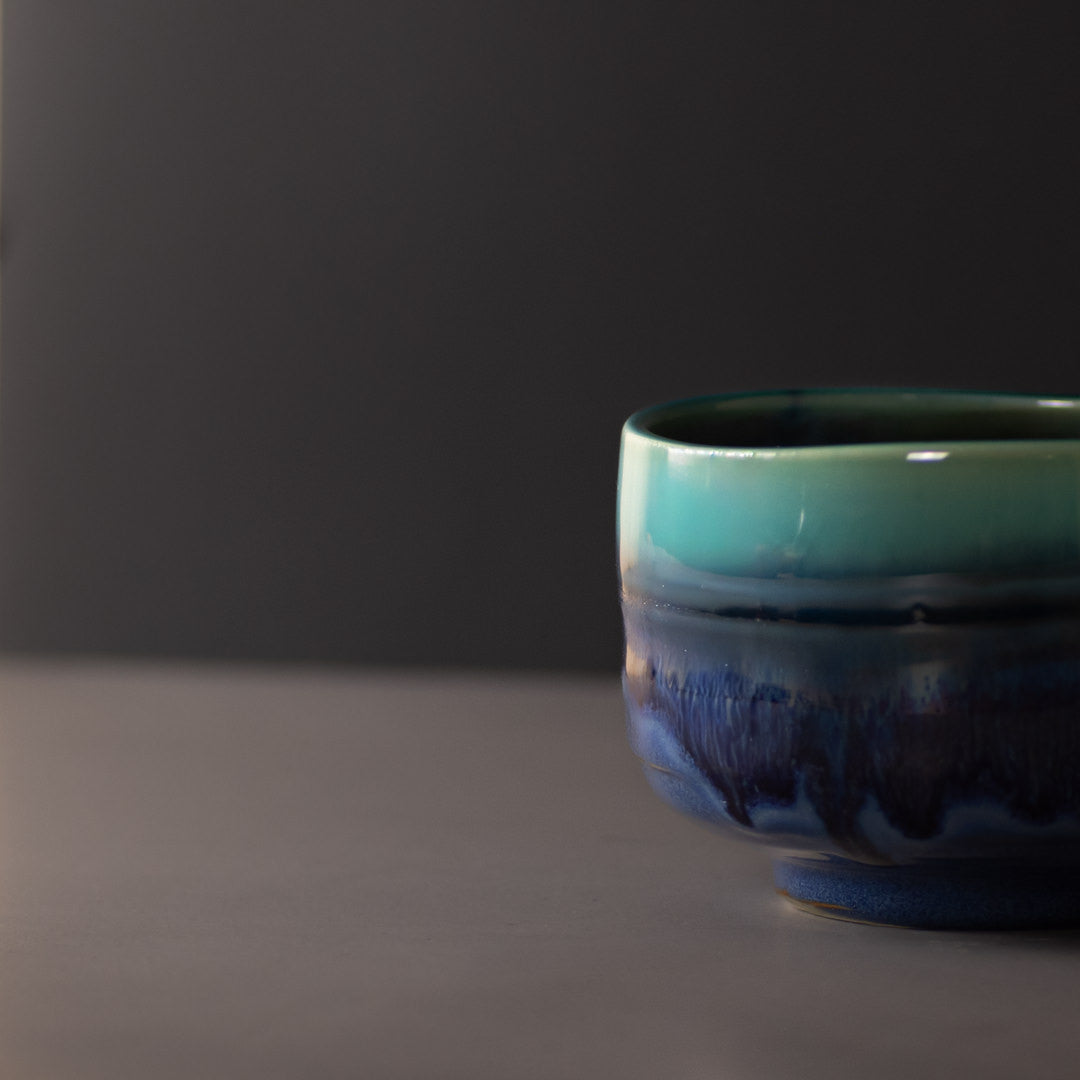 Matcha Tea Bowl 11.5cm Turquoise Drip V637-C3866