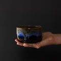 Matcha Tea Bowl 11.5cm Blue Drip on Black V637-C3867