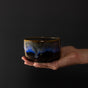 Matcha Tea Bowl 11.5cm Blue Drip on Black V637-C3867