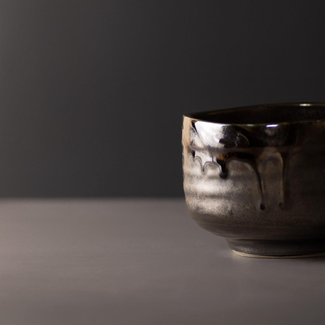 Matcha Tea Bowl 11.5cm Metallic Black V637-C3869