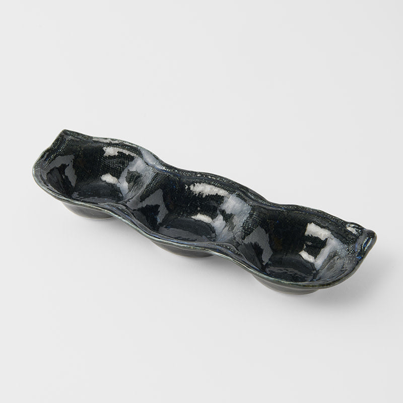 Edamame Triple Pod Dish 200ml Indigo Blue V637-C4164