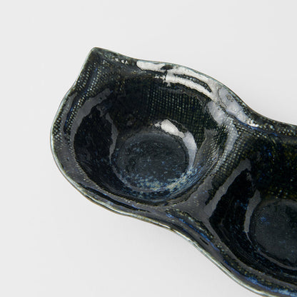 Edamame Triple Pod Dish 200ml Indigo Blue V637-C4164