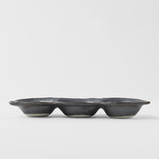 Edamame Triple Pod Dish 200ml Black Glaze V637-C4165
