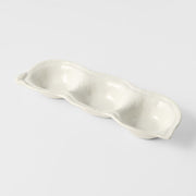 Edamame Triple Pod Dish 200ml Matte White Glaze V637-C4166