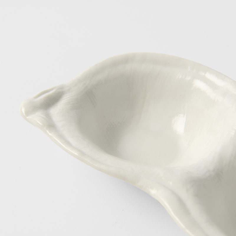 Edamame Triple Pod Dish 200ml Matte White Glaze V637-C4166