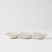 Edamame Triple Pod Dish 200ml Matte White Glaze V637-C4166