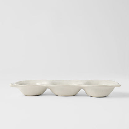 Edamame Triple Pod Dish 200ml Matte White Glaze V637-C4166