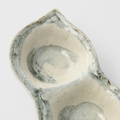 Edamame Triple Pod Dish 200ml Blue White Glaze V637-C4167