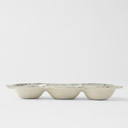 Edamame Triple Pod Dish 200ml Blue White Glaze V637-C4167