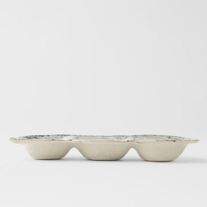 Edamame Triple Pod Dish 200ml Blue White Glaze V637-C4167