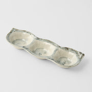 Edamame Triple Pod Dish 200ml Blue White Glaze V637-C4167