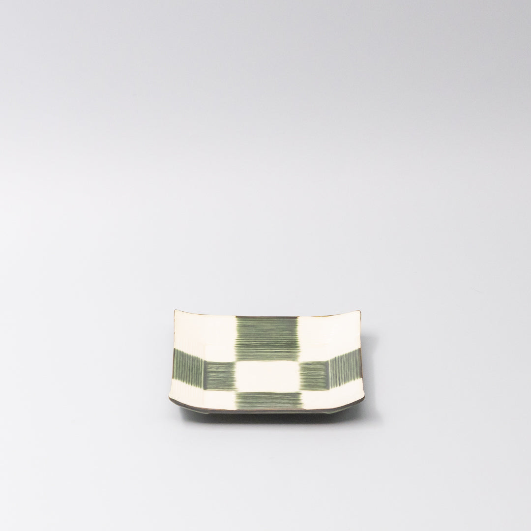 Saucer Reeded Oribe 12cm Checkerboard Glaze V637-C4172
