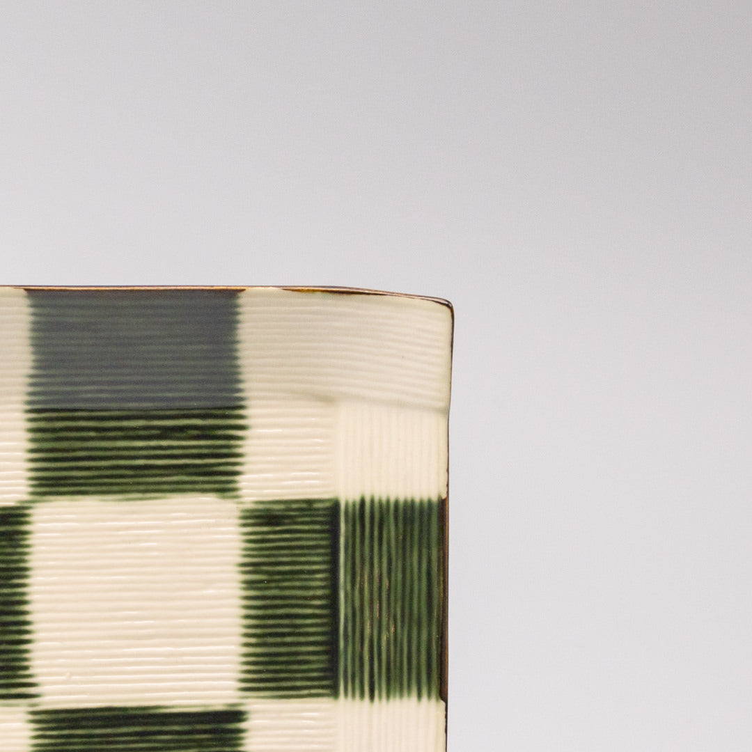 Saucer Reeded Oribe 12cm Checkerboard Glaze V637-C4172