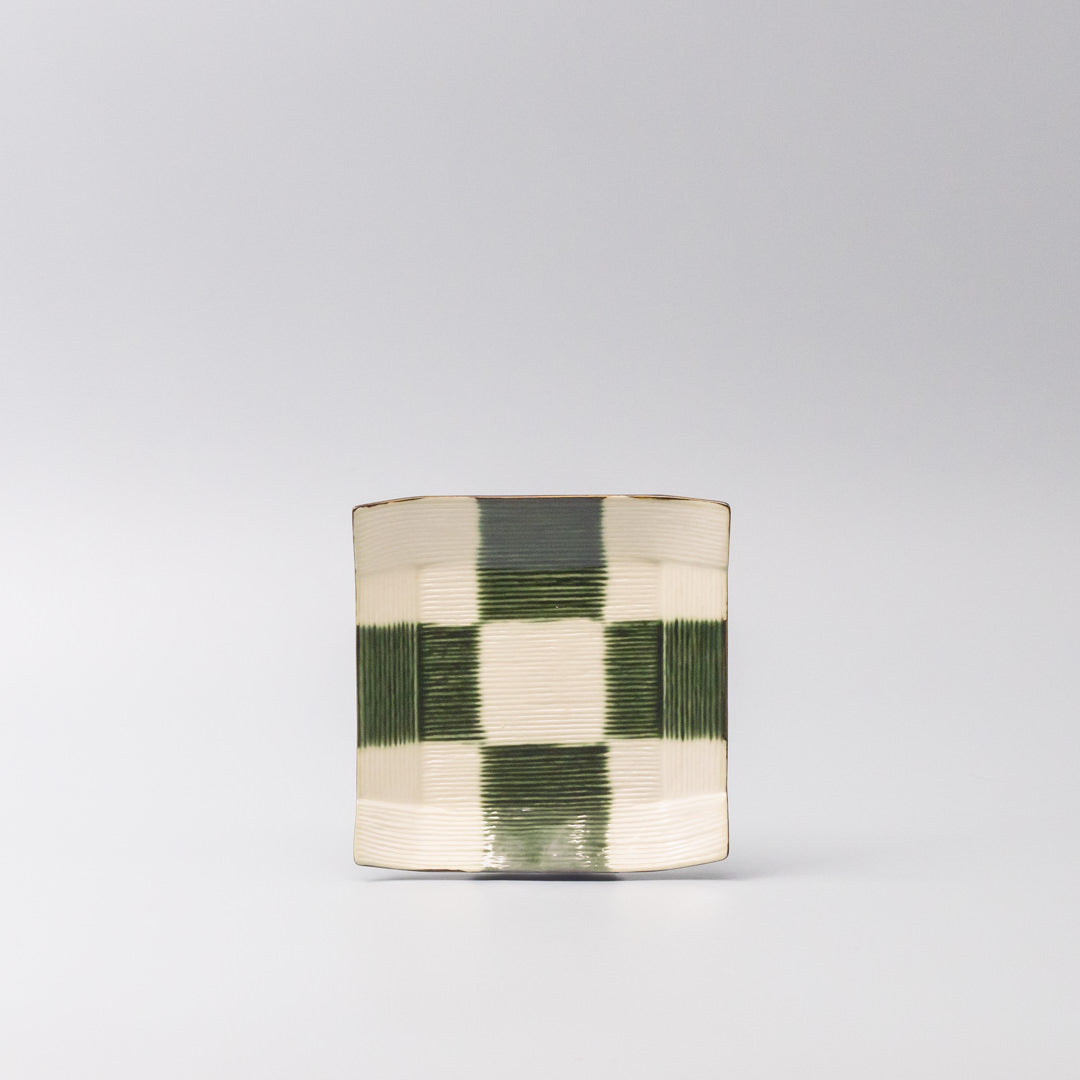 Saucer Reeded Oribe 12cm Checkerboard Glaze V637-C4172
