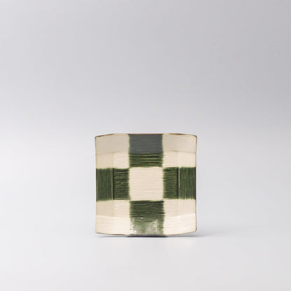 Saucer Reeded Oribe 12cm Checkerboard Glaze V637-C4172