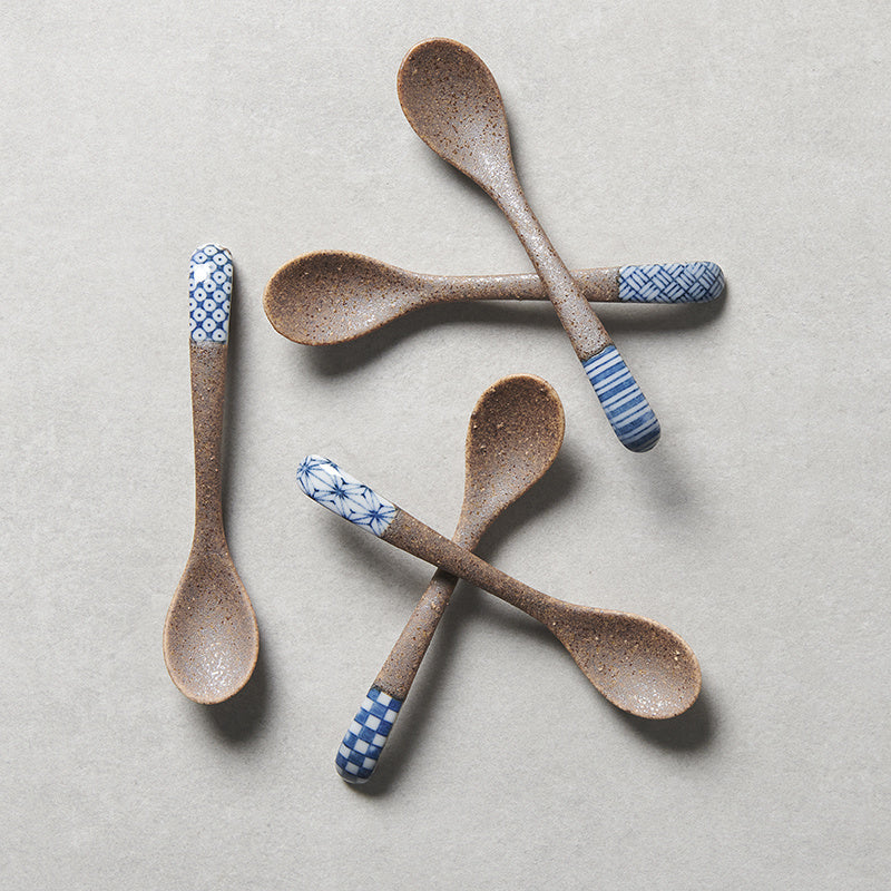 Spoon Small Bisque Indigo Basketweave V637-C4207