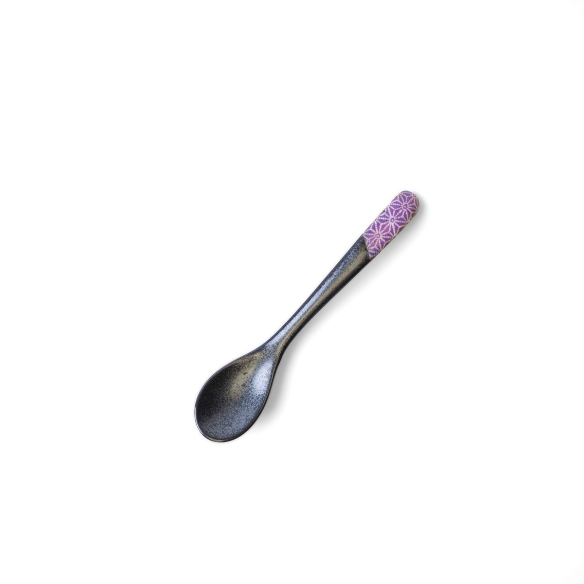 Small Black Spoon 12.5cm Purple Asanoha V637-C4213
