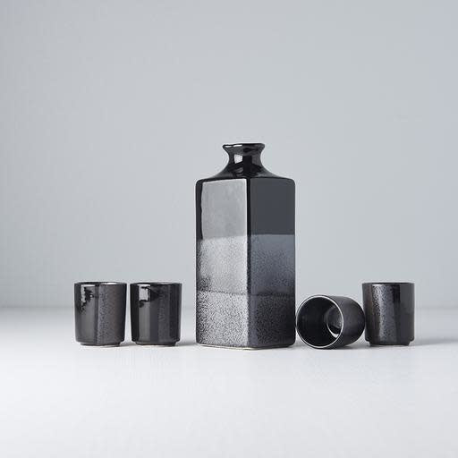 Sake Set 5pcs Gunmetal Black Glaze V637-C5187