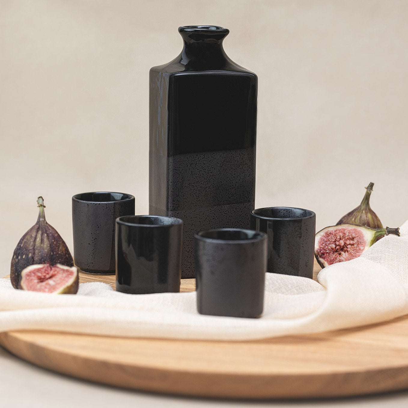 Sake Set 5pcs Gunmetal Black Glaze V637-C5187