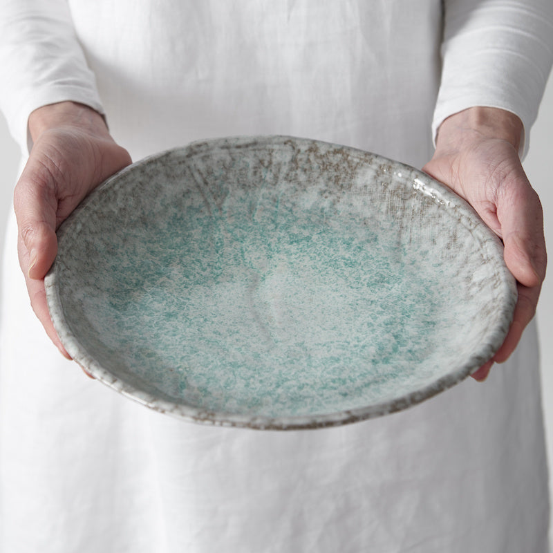 Plate Oval 25cm Aqua Splash Glaze V637-C5422