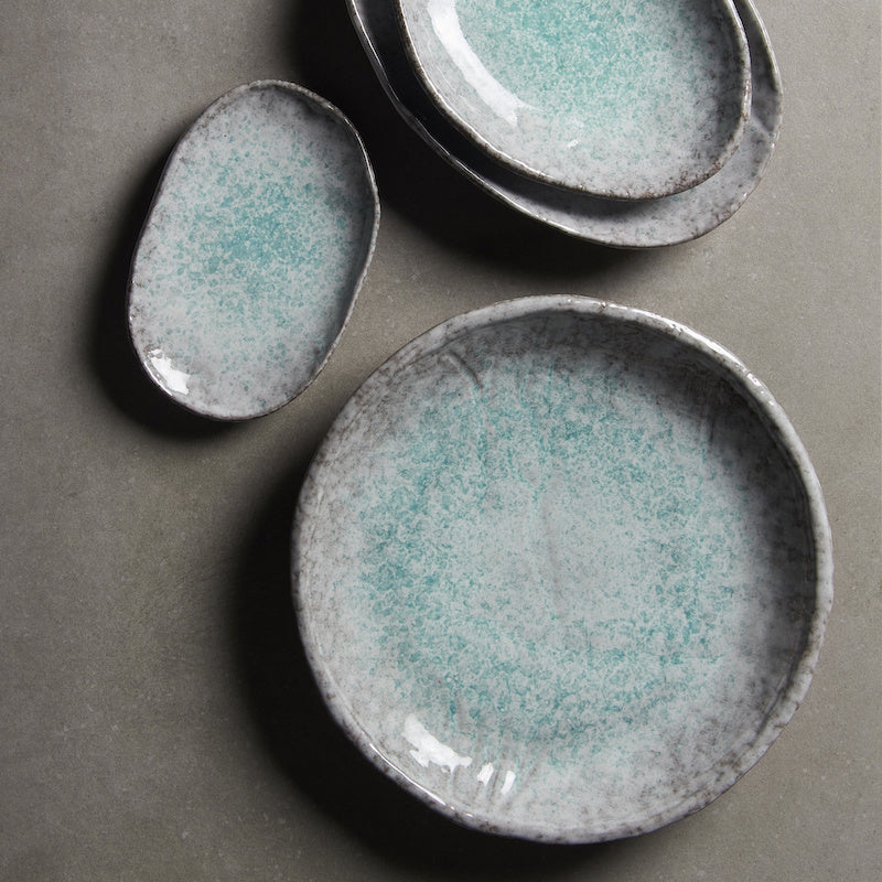 Plate Oval 30cm Aqua Splash Glaze V637-C5426