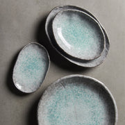 Plate Oval 30cm Aqua Splash Glaze V637-C5426