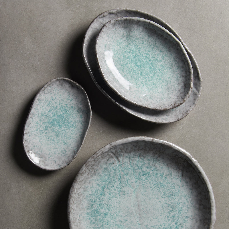 Plate Oval 30cm Aqua Splash Glaze V637-C5426