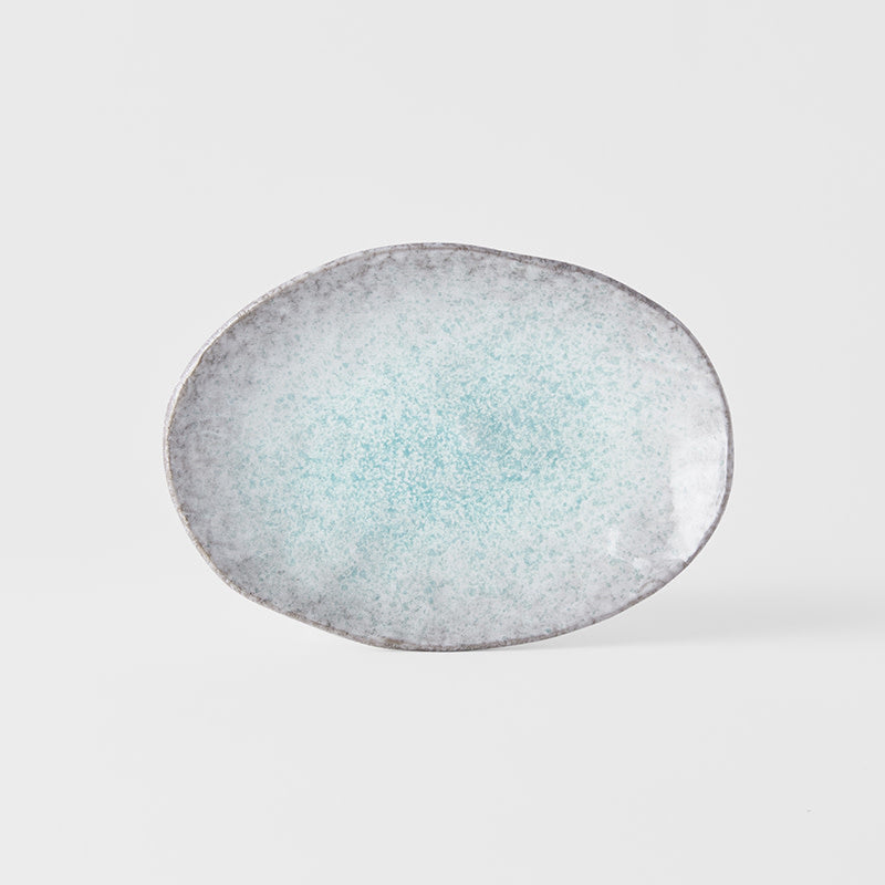 Plate Oval 24x17cm Aqua Splash Glaze V637-C5427