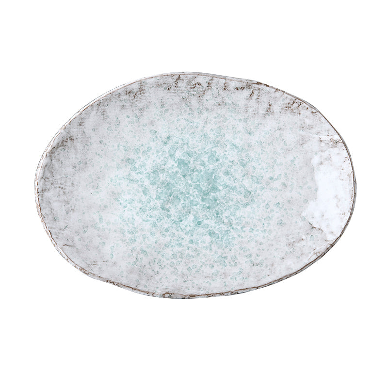 Plate Oval 24x17cm Aqua Splash Glaze V637-C5427