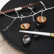 Chopstick Rest Pebble Brown with Green Splash V637-C6146