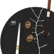 Chopstick Rest Pebble Brown with Green Splash V637-C6146