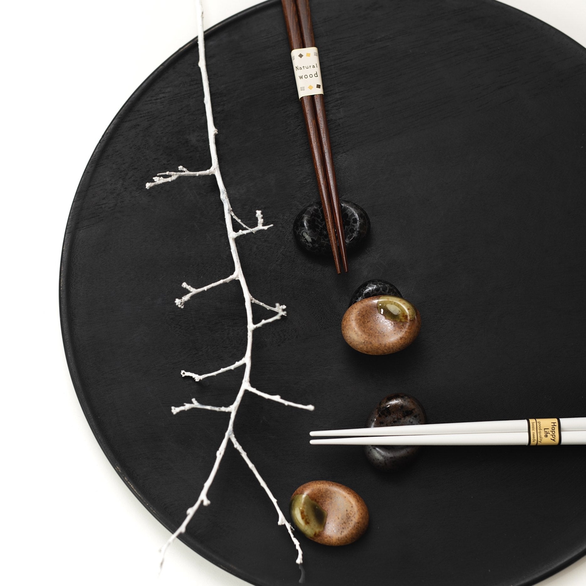 Chopstick Rest Pebble Brown with Green Splash V637-C6146