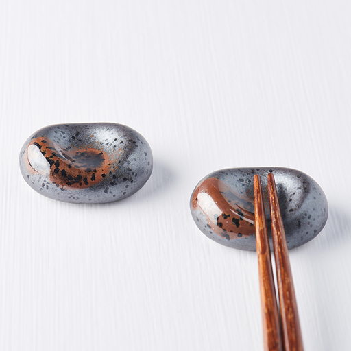 Chopstick Rest Pebble Matt Black Glaze V637-C6147