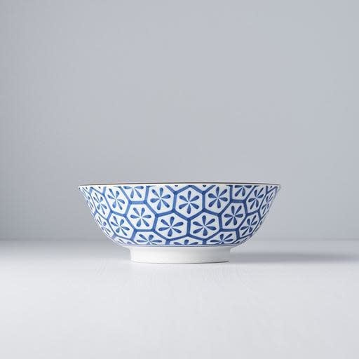 Bowl 19cm Indigo Ikat Hexagon Flower Design V637-C6425B