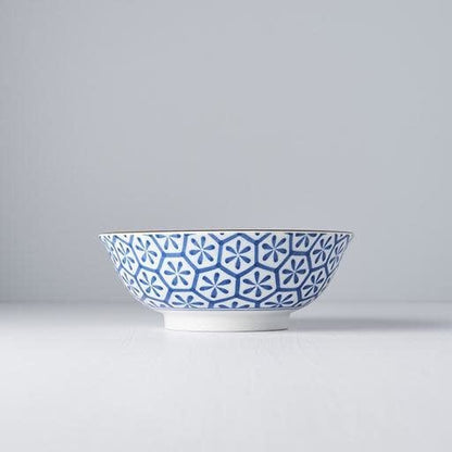 Bowl 19cm Indigo Ikat Hexagon Flower Design V637-C6425B