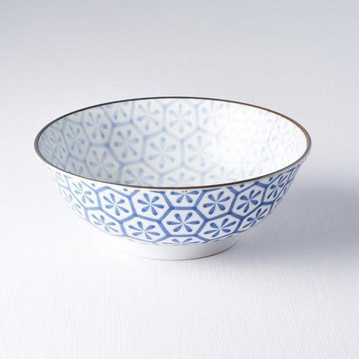 Bowl 19cm Indigo Ikat Hexagon Flower Design V637-C6425B
