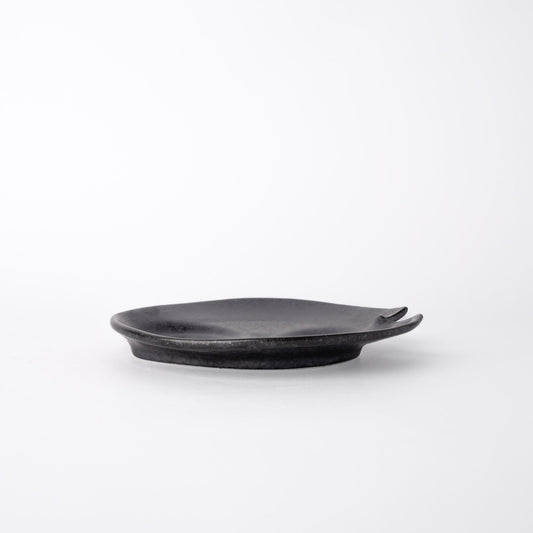 Plate Dimpled 15cm Craft Black Glaze V637-C6923
