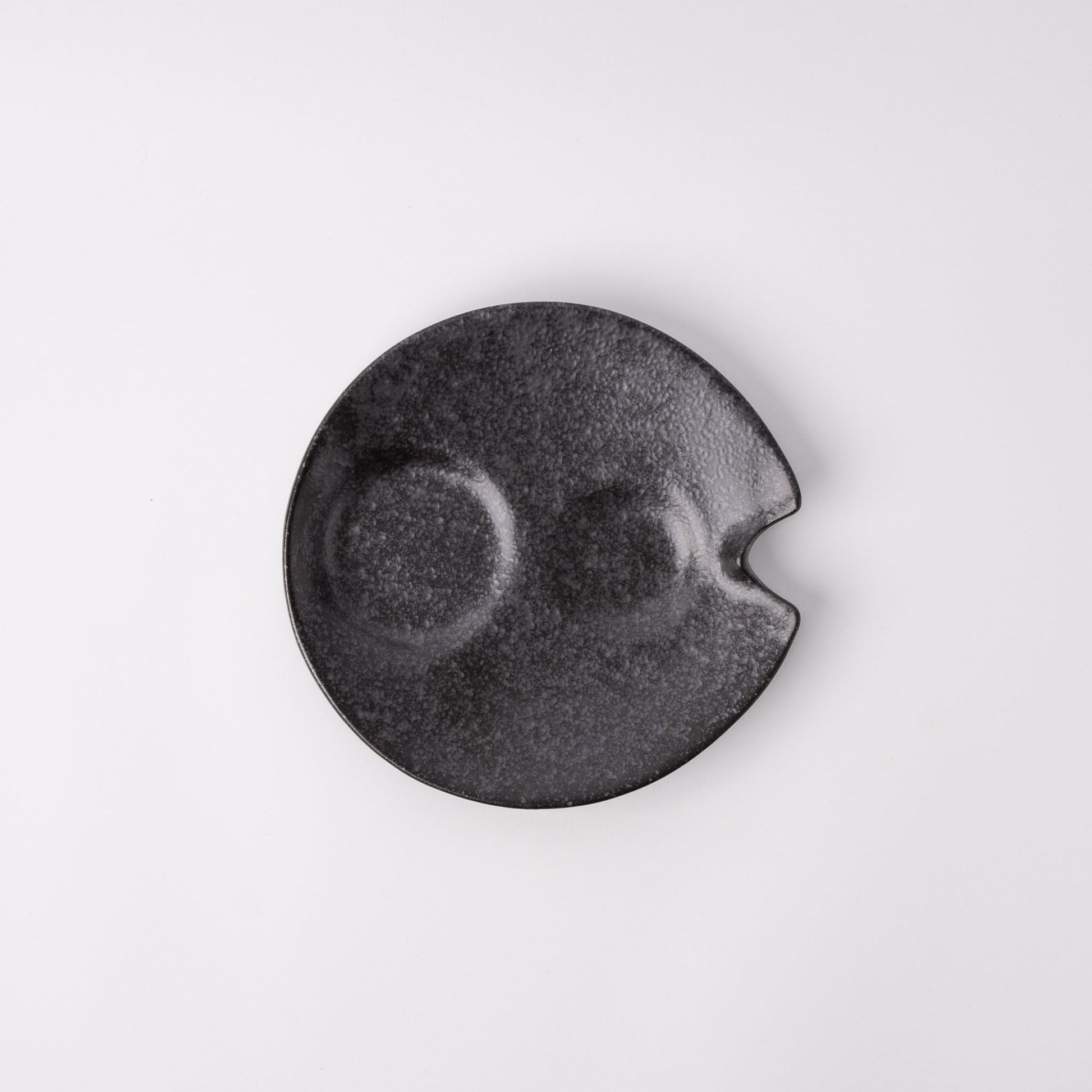 Plate Dimpled 15cm Craft Black Glaze V637-C6923