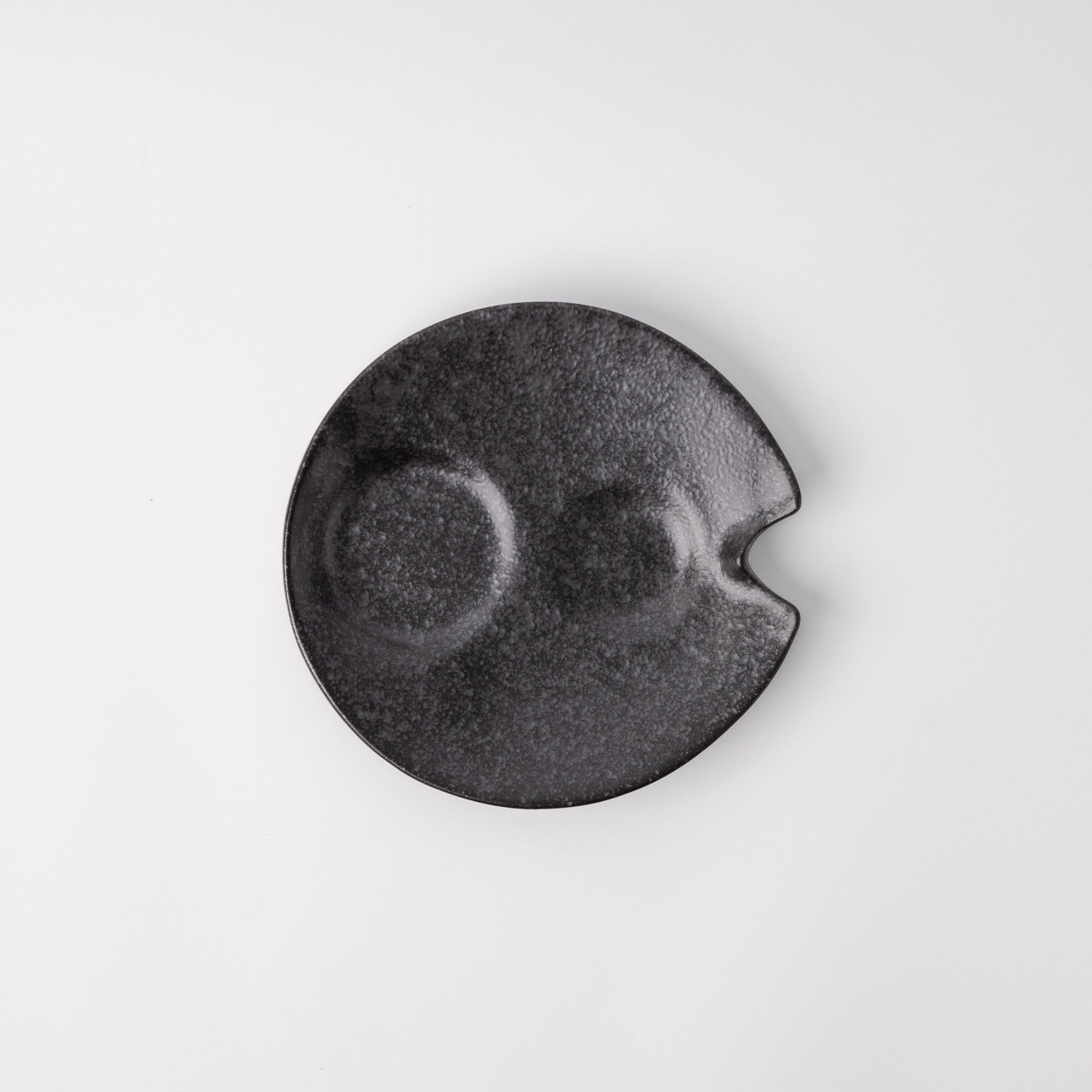 Plate Dimpled 15cm Craft Black Glaze V637-C6923