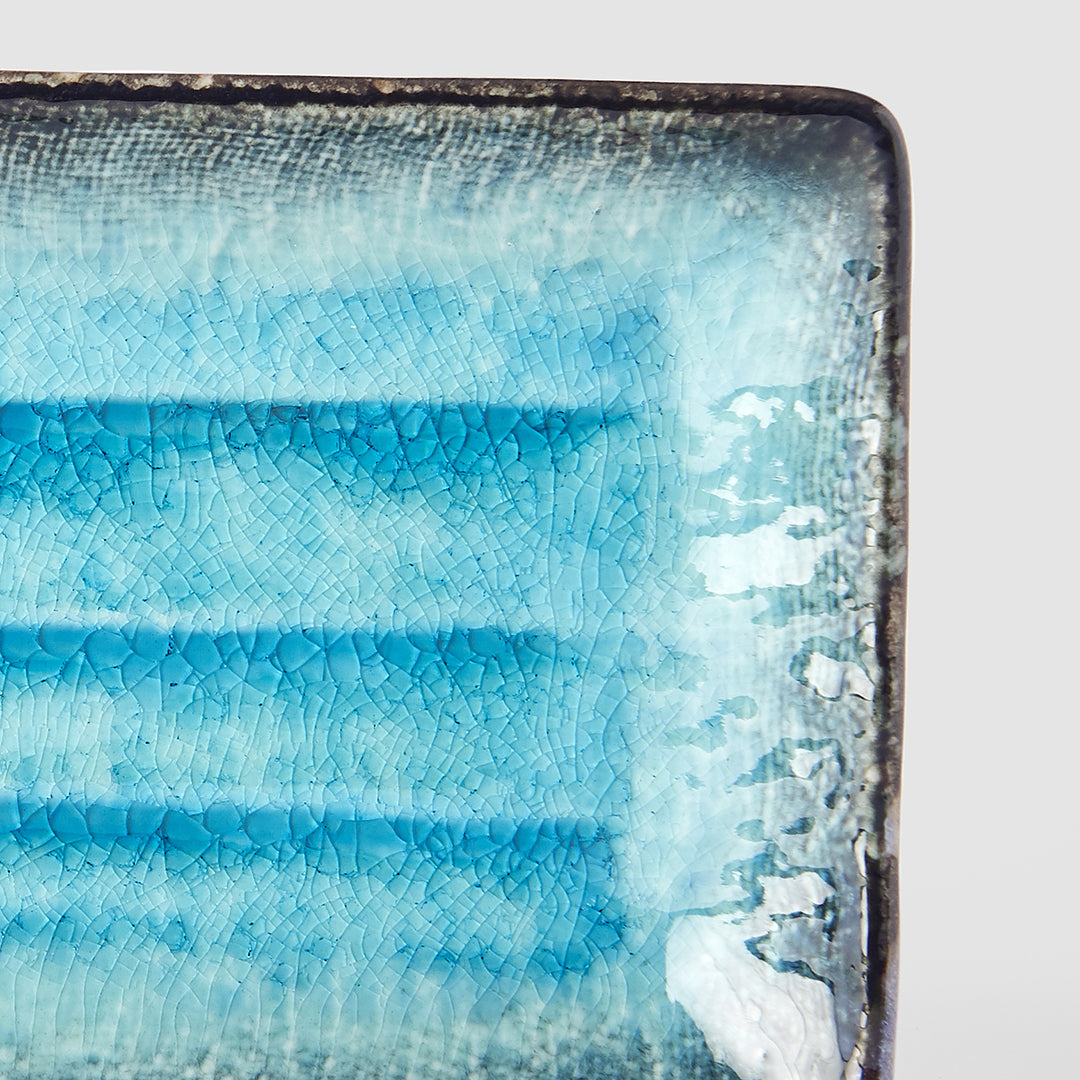 Plate Rectangular 21.5x13.5cm Sky Blue Glaze V637-C7018
