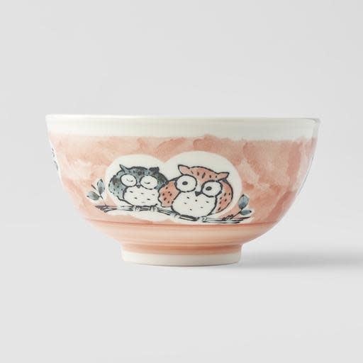 Bowl Kids 16cm Owl Peach Design V637-C7145P