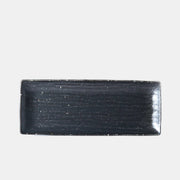 Plate Ibushi Rectangular 26.5cm Black Glaze V637-C7504